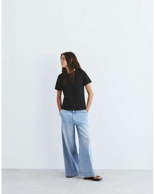 Pull&Bear Black Basic Short Sleeve T-shirt