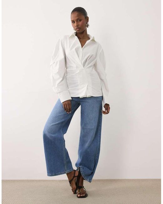 ASOS White Cinched Wrap Cocoon Sleeve Shirt