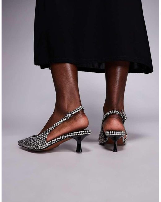 River Island Black Patterned Slingback Pumps