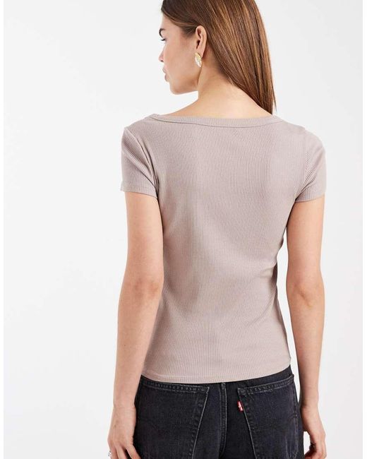 New Look Natural Square Neck Tee