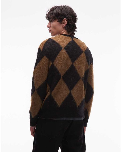 AllSaints Black Joker Crew Neck Diamond Knitted Jumper for men