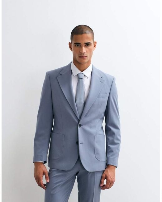 ASOS Blue Asos Deisgn Flexmax Slim Suit Jacket for men