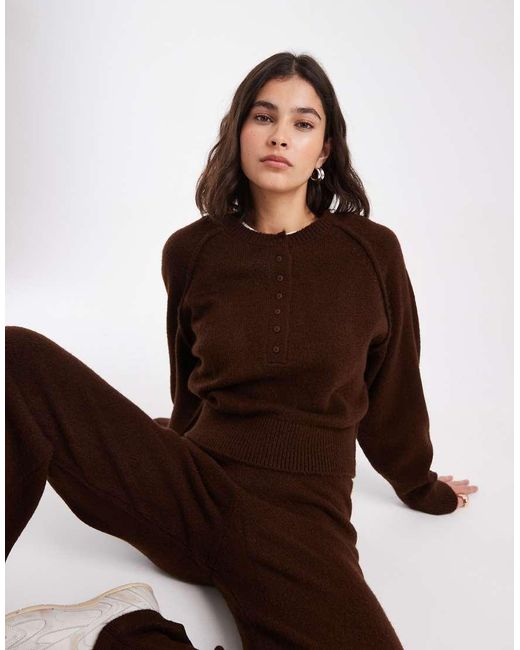 ASOS Black Co-Ord Knitted Long Sleeve Henley Jumper