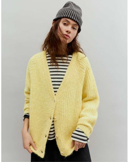 Pull&Bear Metallic Purl Knit Cardigan
