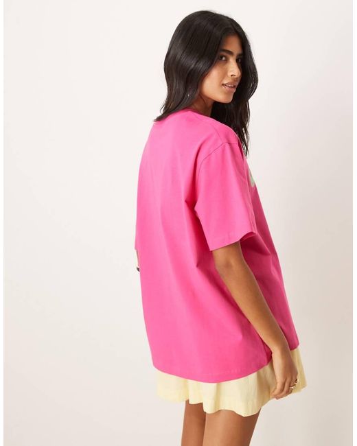 ASOS Oversized T-Shirt Met Grafische Margarita-Print in het Pink