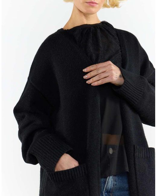 Glamorous Black Long Cardigan With Pocket