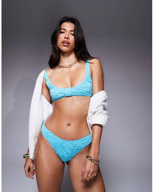 ASOS Gray Maria Textured Florida Bikini Bottoms