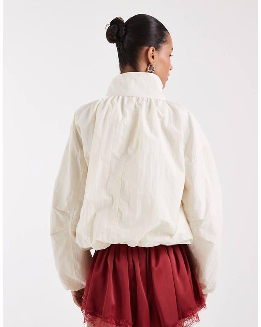 ASOS White Oversized Bubble Hem Track Jacket