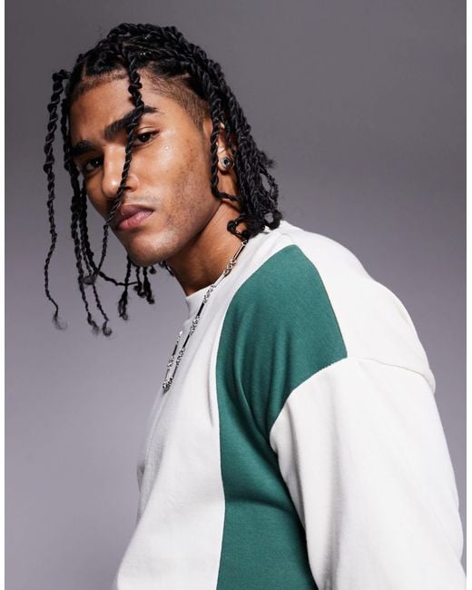 ASOS Blue Oversized Colour Block T-shirt for men