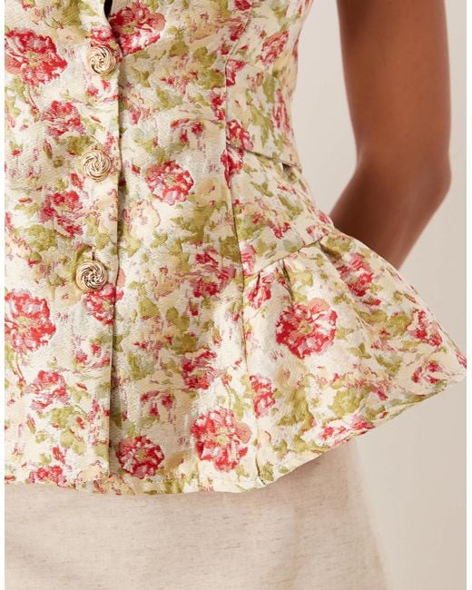 Sister Jane Natural Dream Jacquard Peplum Top With Bow Back