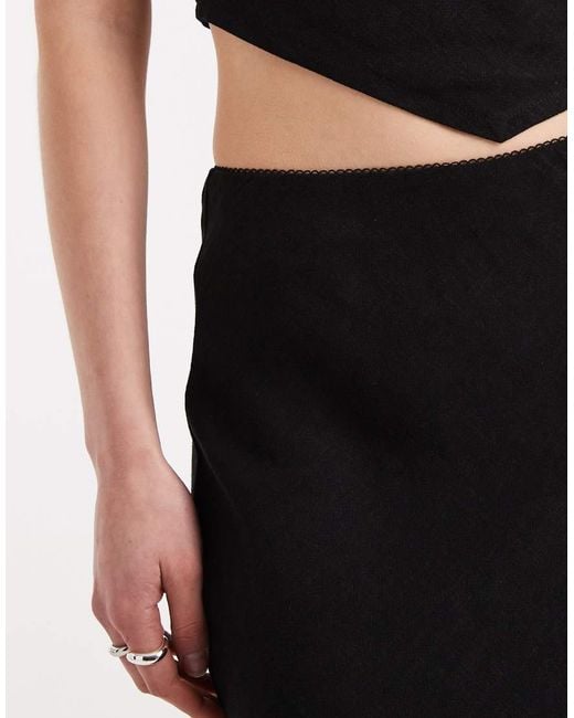 ASOS White Linen Bias Midaxi Skirt