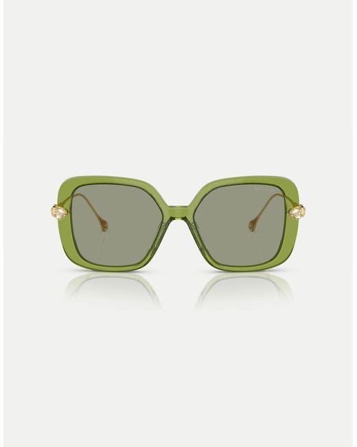 Swarovski Green Sk6011 Rectangle Sunglasses With Lens