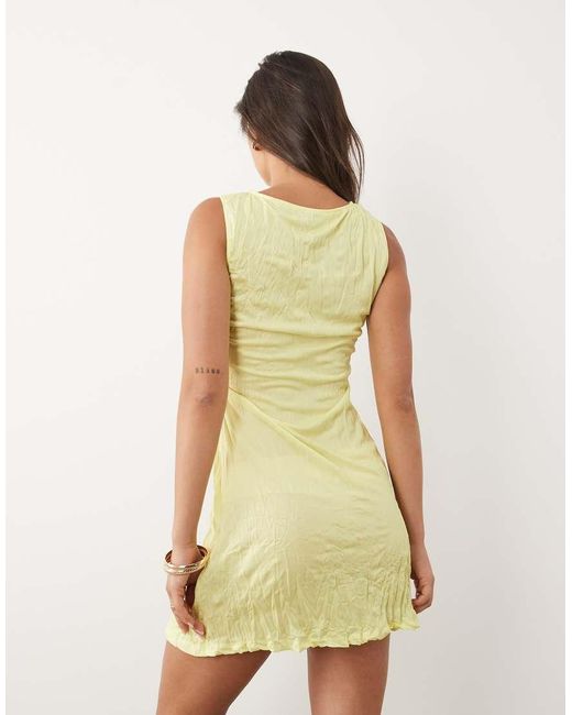 ASOS Yellow Floral Placement Print Mini Dress