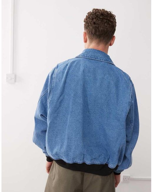 Obey Blue Denim Bomber Jacket for men
