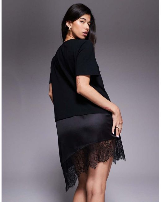 Vestito T-Shirt Corto Ibrido Con Orlo di ASOS in Blue