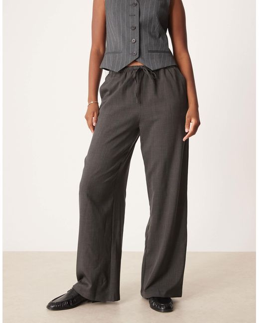 Jdy Gray Tie Detail Wide Leg Trousers