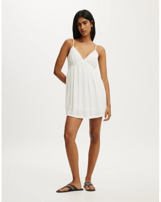 Cotton On White Sara Babydoll Mini Dress