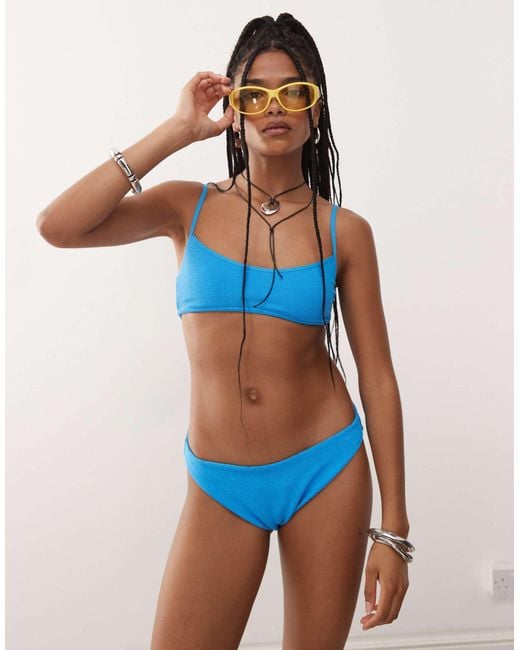 Brassière effet froissé à assortir Collusion en coloris Blue