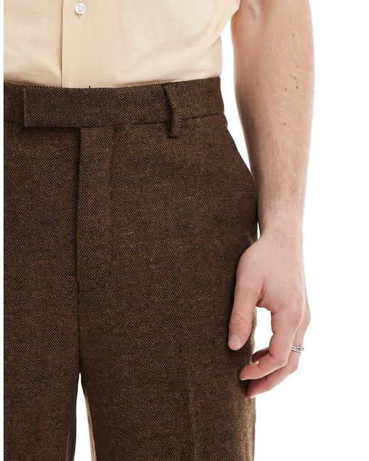 ASOS – schmal zulaufende anzughose aus wollmix in Natural für Herren