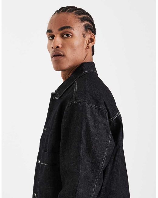 Jack & Jones Black Co-ord Workwear Raw Wash Denim Jacket for men