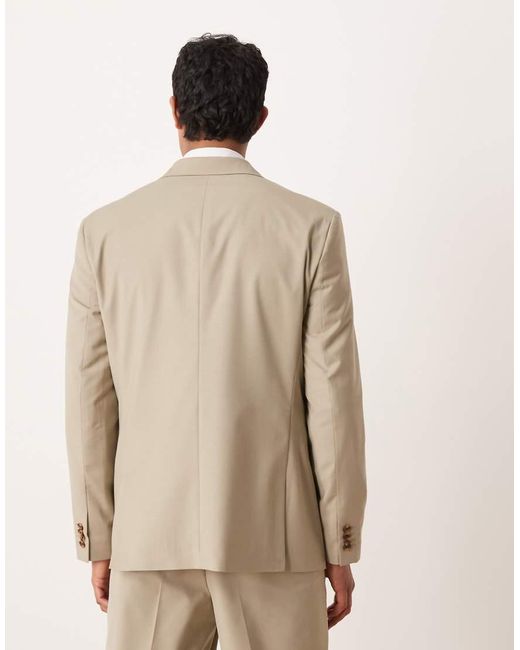 ASOS Natural Double Breasted Regular Suit Jacket for men