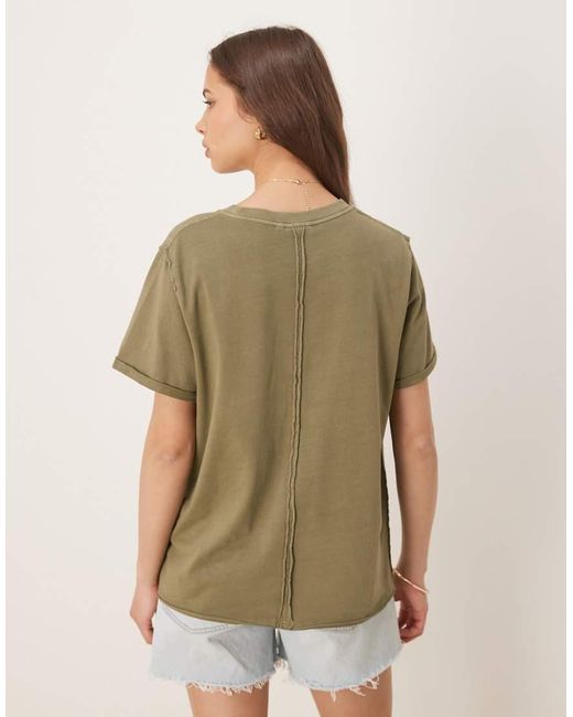 Camiseta De Corte Estándar Suelto Con Bordes Sin Rematar De -Verde ASOS de color Green