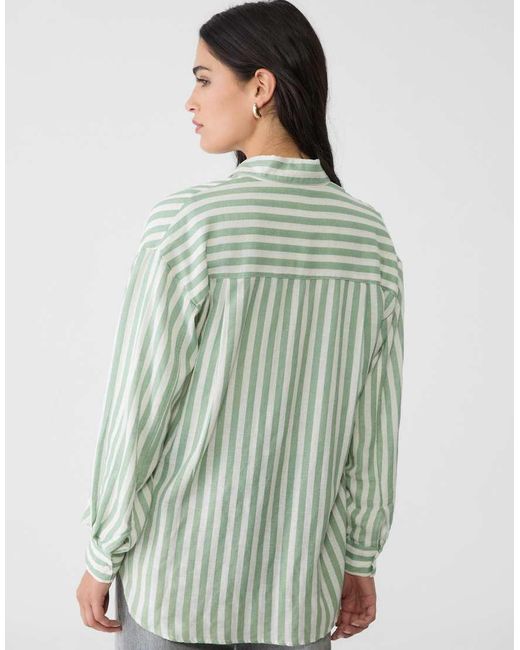 Stradivarius Gray Striped Shirt With Linen