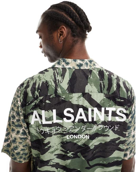 Underground - camicia con stampa mimetica di AllSaints in Green da Uomo