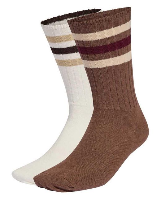 Adidas Originals Brown Ribbed Crew Socks 2 Pairs