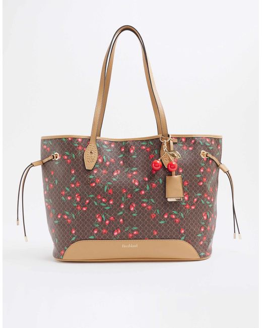 River Island Brown Monogram Cherry Shopper Bag