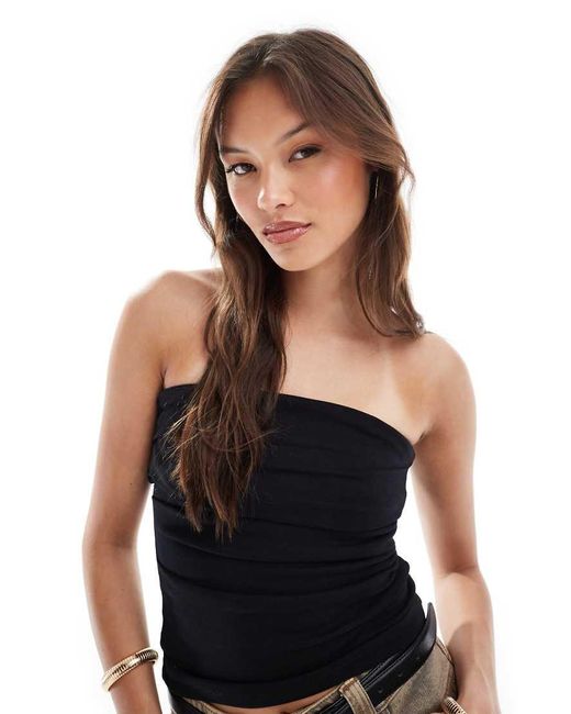 Brave Soul Black Cotton Jersey Bandeau Top