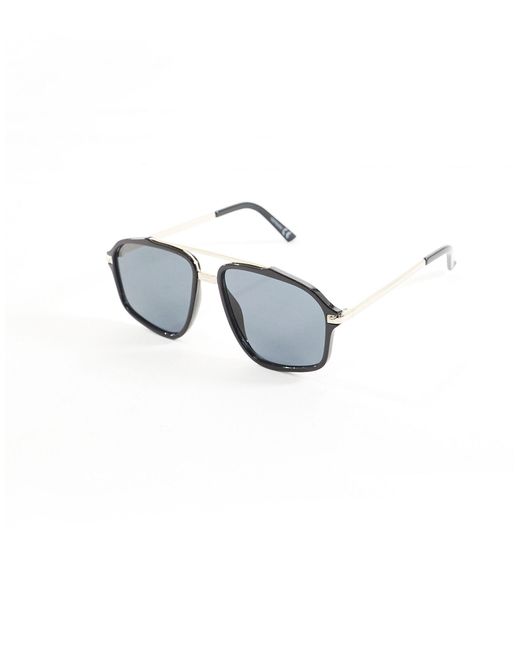 ASOS Metallic Aviator Sunglasses With Chain Detail for men
