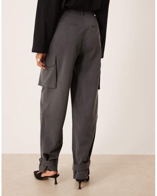 ASOS Gray Tailored High Waist Soft Cargo Trousers Co-ord