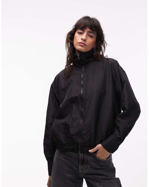 ASOS Black Taffeta High Neck Windbreaker