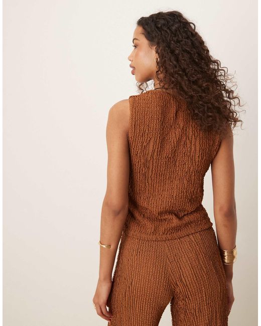 ASOS Brown Co-ord Textured Waistcoat Top