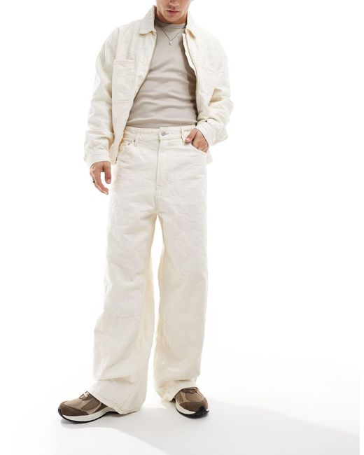 Bershka – jacquard-jeans in White für Herren