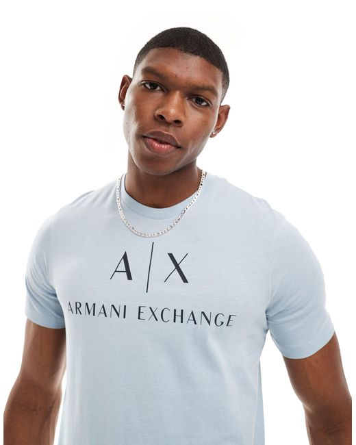 T-shirt ajusté avec logo sur la poitrine - clair Armani Exchange pour homme en coloris White
