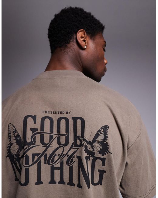 Good For Nothing Brown T-shirt With Back Print for men