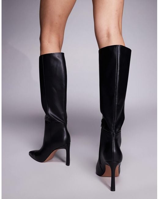 ASOS Black Charmed Heeled Knee Boots