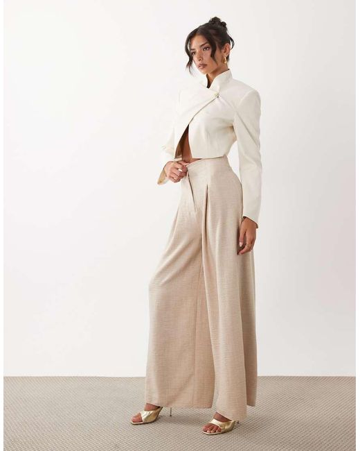 ASOS Natural Cropped Boxy Jacket With 80S Wrap Over Front Opening