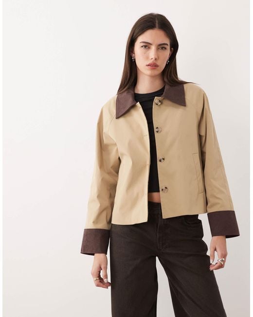 Vila Natural Cord Trim Barn Jacket