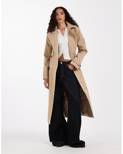 ASOS Natural Asos Design Tall Longline Water Repellent Trench Coat