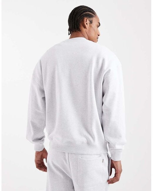 Only & Sons White Premium 400gsm Heavyweight Oversized Fit Crew Neck Sweatshirt Co-ord for men