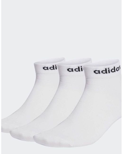 Adidas Originals White Think Linear Ankle Socks 3 Pairs