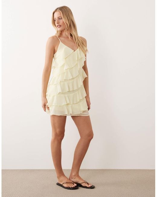 Vila Natural Ruffle Cami Mini Dress