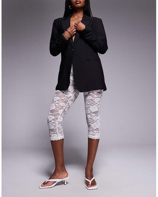 River Island White Lace Capris