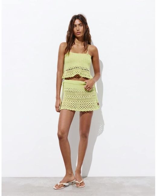 Pull&Bear Green Crochet Strappy Top