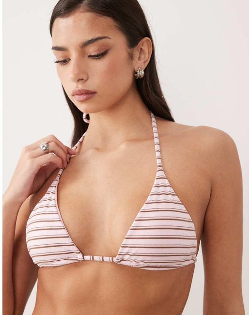 Aria Cove Natural Halterneck Triangle Bikini Top