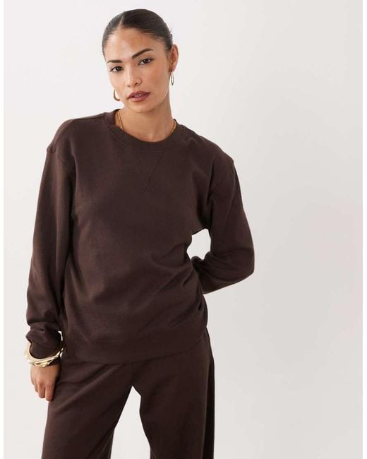 JDY Petite Brown Jersey Sweatshirt Co-ord