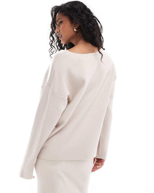 Object White Structed V Neck Jumper Co-ord